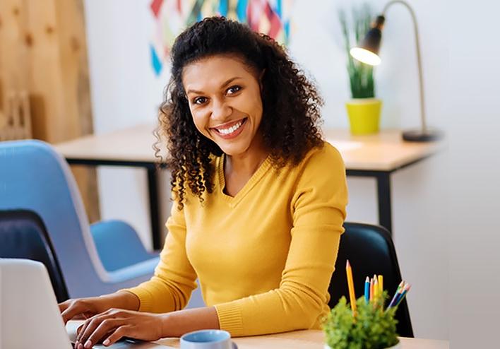 business woman at a computer